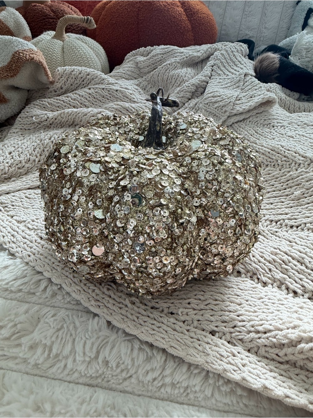 Gold Sequin Pumpkin Decor